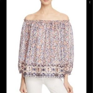 JOIE Bamboo Off-the-shoulder Striped Blouse In Light Apricot size XS T20